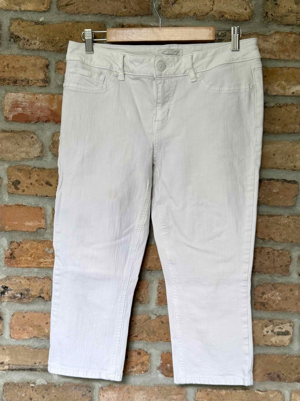 Seven7 White Capri Jeans Slim Fit Mid Rise Size 10
